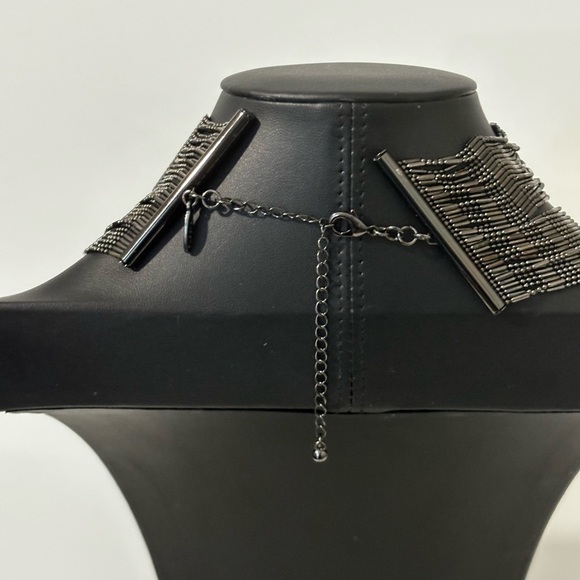 Natasha multi layered/strand charcoal gray necklace - Picture 2 of 7